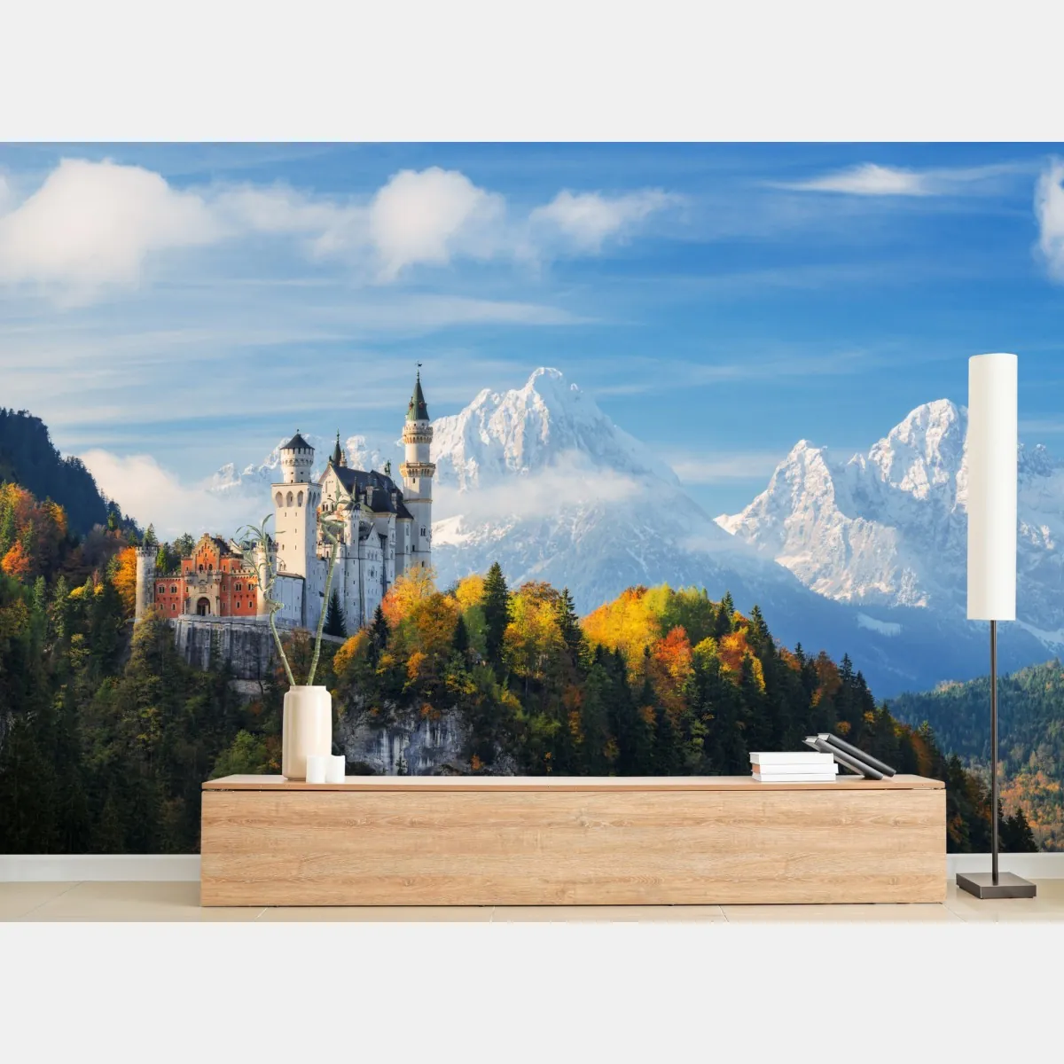 Fototapeta zamek jak z bajki w Alpach – Wallissimo® Fototapeta zamek jak z bajki w Alpach – Wallissimo®