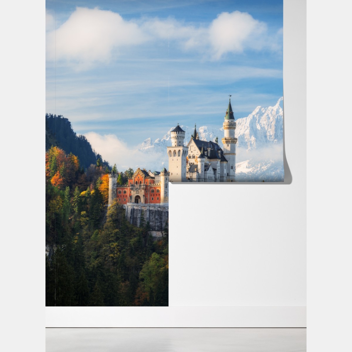 Fototapeta zamek jak z bajki w Alpach – Wallissimo® Fototapeta zamek jak z bajki w Alpach – Wallissimo®