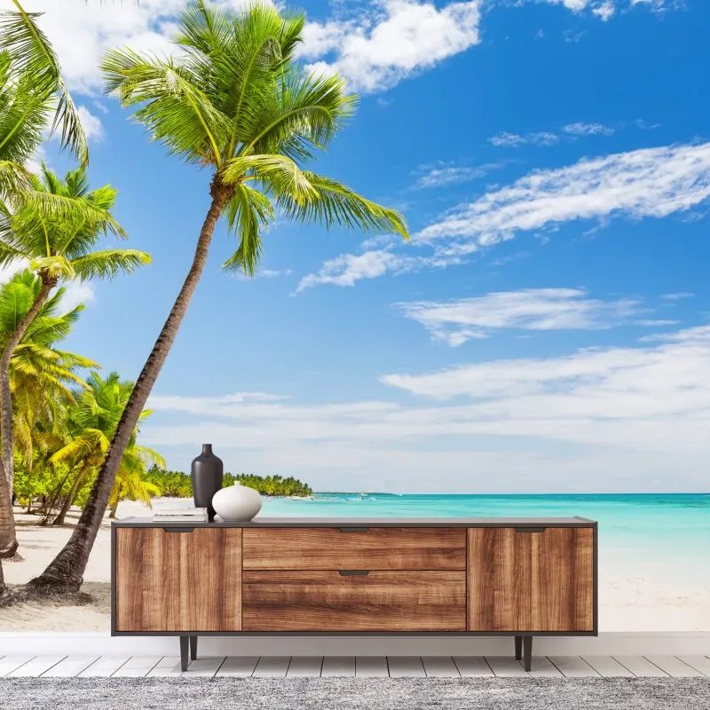 Fototapeta plaża z palmami w Punta Cana – Wallissimo® Fototapeta plaża z palmami w Punta Cana – Wallissimo®