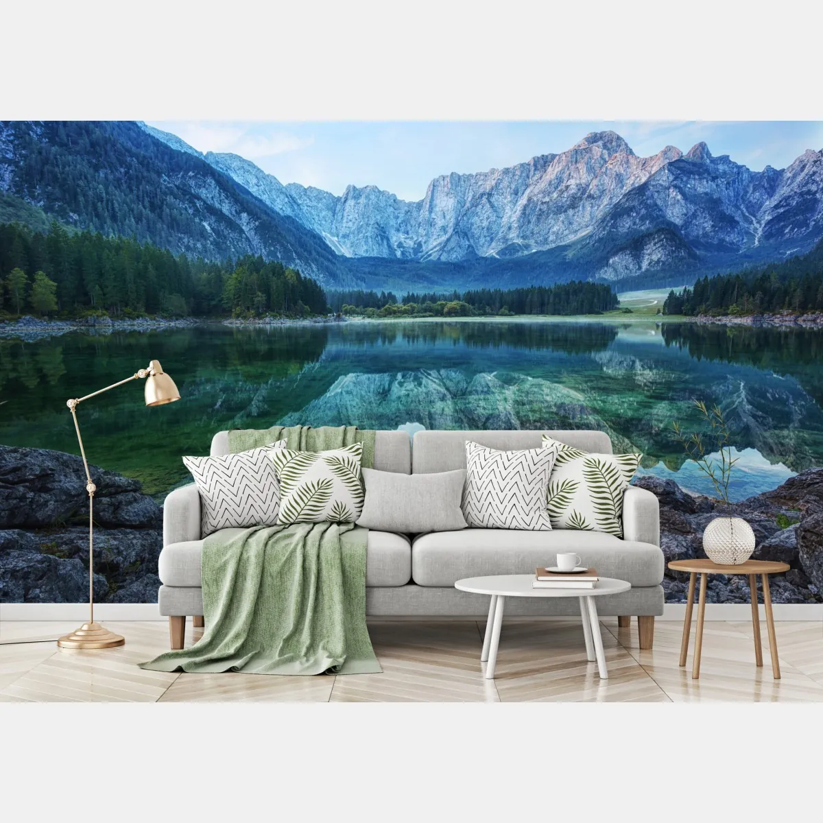 Fototapeta wczesny poranek nad Jeziorem Fusine, Alpy Julijskie – Wallissimo® Fototapeta wczesny poranek nad Jeziorem Fusine, Alpy Julijskie – Wallissimo®