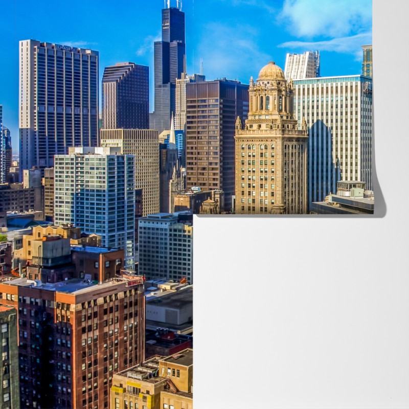 Fototapeta Chicago panorama nad rzeką – Wallissimo® Fototapeta Chicago panorama nad rzeką – Wallissimo®