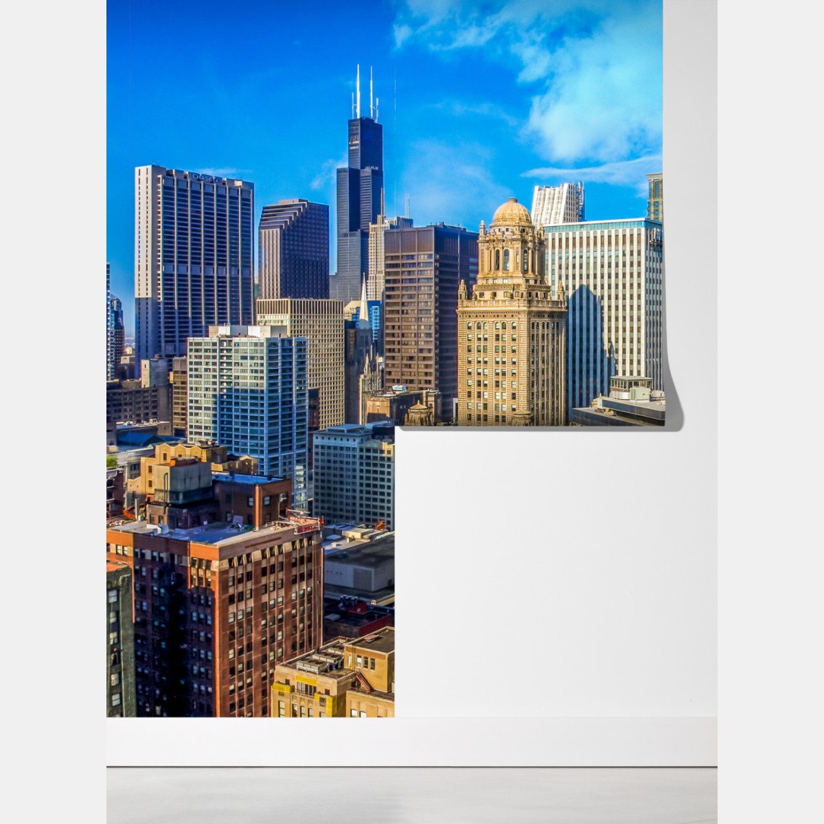 Fototapeta Chicago panorama nad rzeką – Wallissimo® Fototapeta Chicago panorama nad rzeką – Wallissimo®