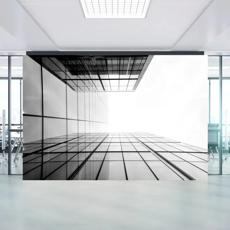 Fototapeta minimalistyczna perspektywa szklanego wieżowca