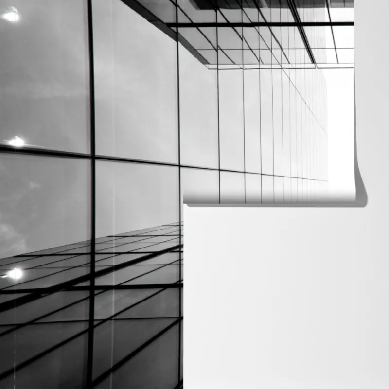 Fototapeta minimalistyczna perspektywa szklanego wieżowca – Wallissimo® Fototapeta minimalistyczna perspektywa szklanego wieżowca – Wallissimo®