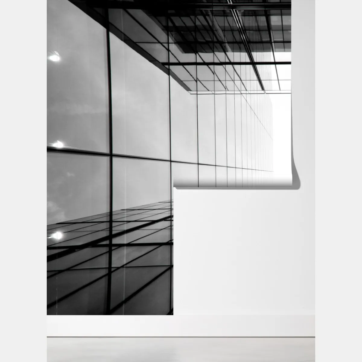 Fototapeta minimalistyczna perspektywa szklanego wieżowca – Wallissimo® Fototapeta minimalistyczna perspektywa szklanego wieżowca – Wallissimo®