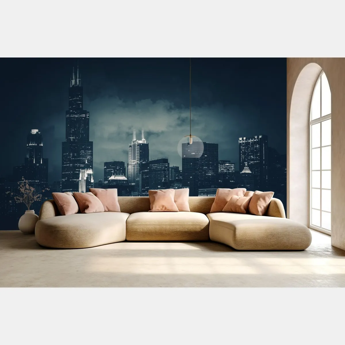 Fototapeta Chicago panorama miasta w głębokich niebieskich tonach – Wallissimo® Fototapeta Chicago panorama miasta w głębokich niebieskich tonach – Wallissimo®