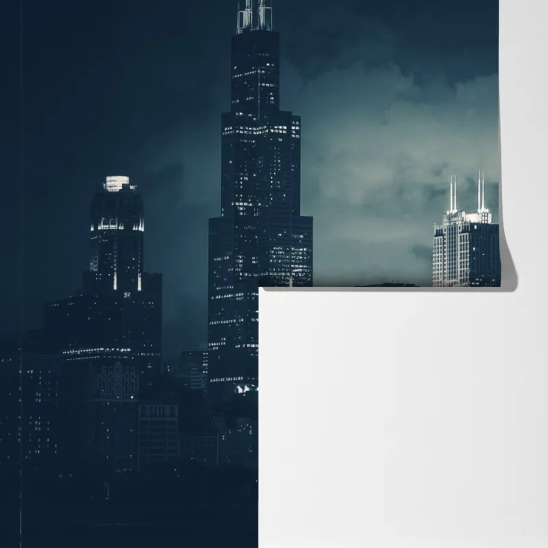 Fototapeta Chicago panorama miasta w głębokich niebieskich tonach – Wallissimo® Fototapeta Chicago panorama miasta w głębokich niebieskich tonach – Wallissimo®