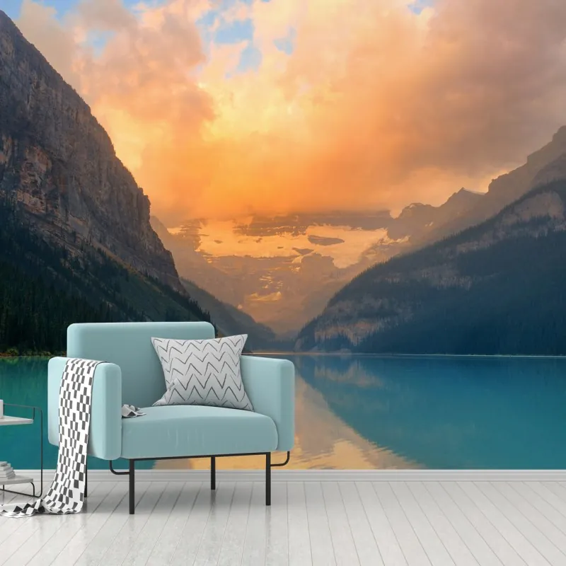 Fototapeta wschód słońca nad Lake Louise, Banff – Wallissimo® Fototapeta wschód słońca nad Lake Louise, Banff – Wallissimo®