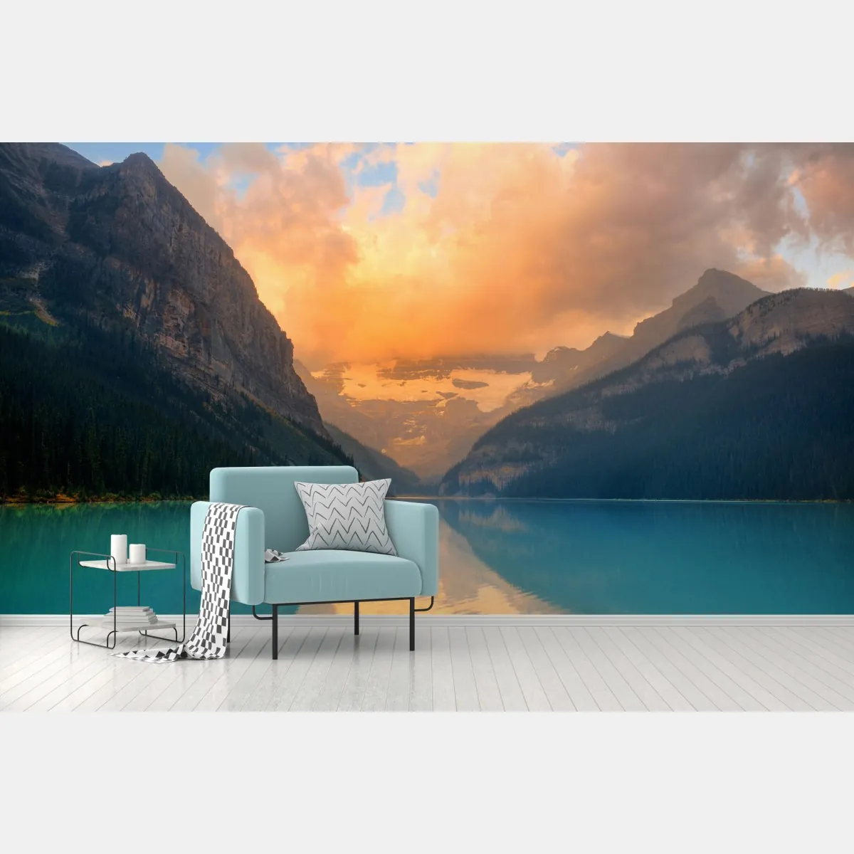 Fototapeta wschód słońca nad Lake Louise, Banff – Wallissimo® Fototapeta wschód słońca nad Lake Louise, Banff – Wallissimo®