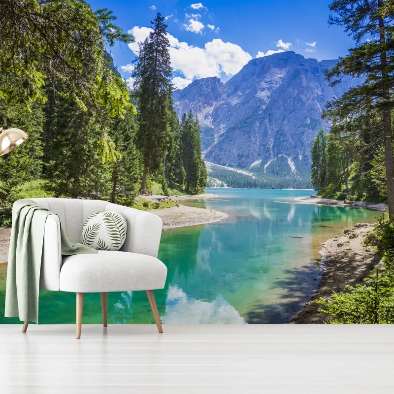 Fototapeta Pragser Wildsee turkusowe górskie jezioro