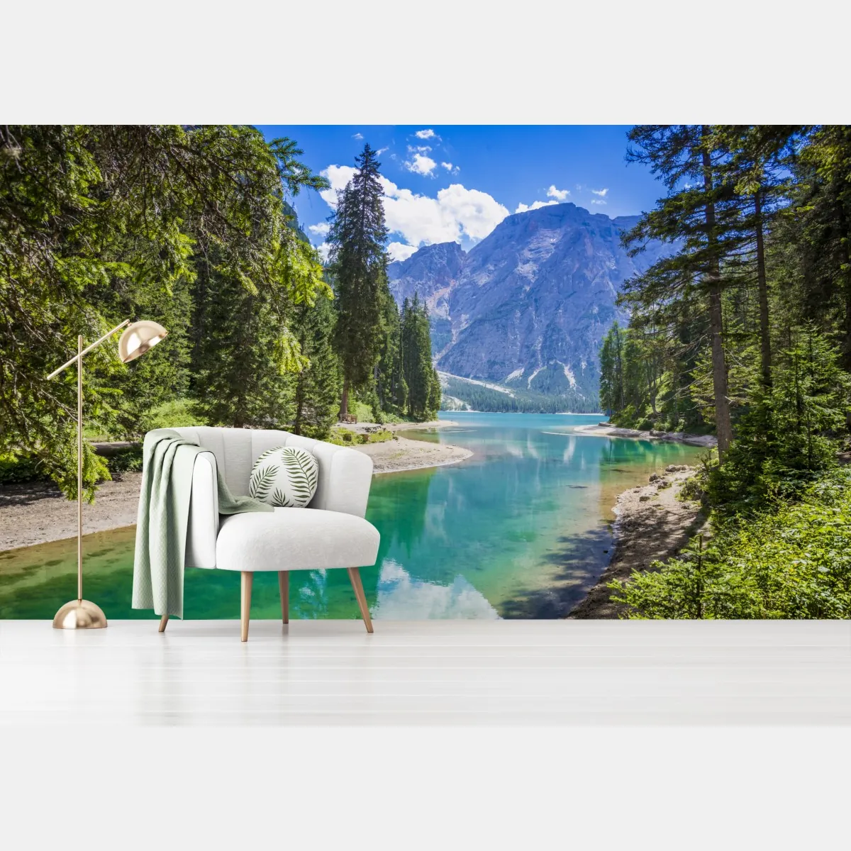 Fototapeta Pragser Wildsee turkusowe górskie jezioro – Wallissimo® Fototapeta Pragser Wildsee turkusowe górskie jezioro – Wallissimo®