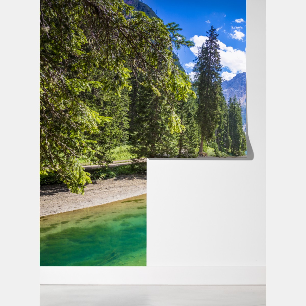 Fototapeta Pragser Wildsee turkusowe górskie jezioro – Wallissimo® Fototapeta Pragser Wildsee turkusowe górskie jezioro – Wallissimo®