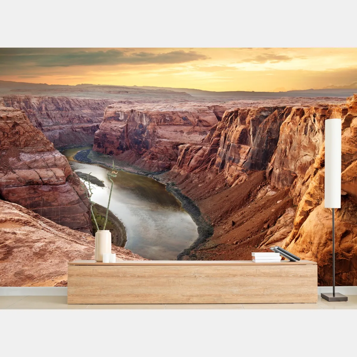 Fototapeta słoneczny kanion w Horseshoe Bend, rzeka Kolorado – Wallissimo® Fototapeta słoneczny kanion w Horseshoe Bend, rzeka Kolorado – Wallissimo®