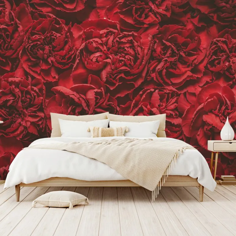 Fototapeta retro czerwone goździki wzór kwiatowy