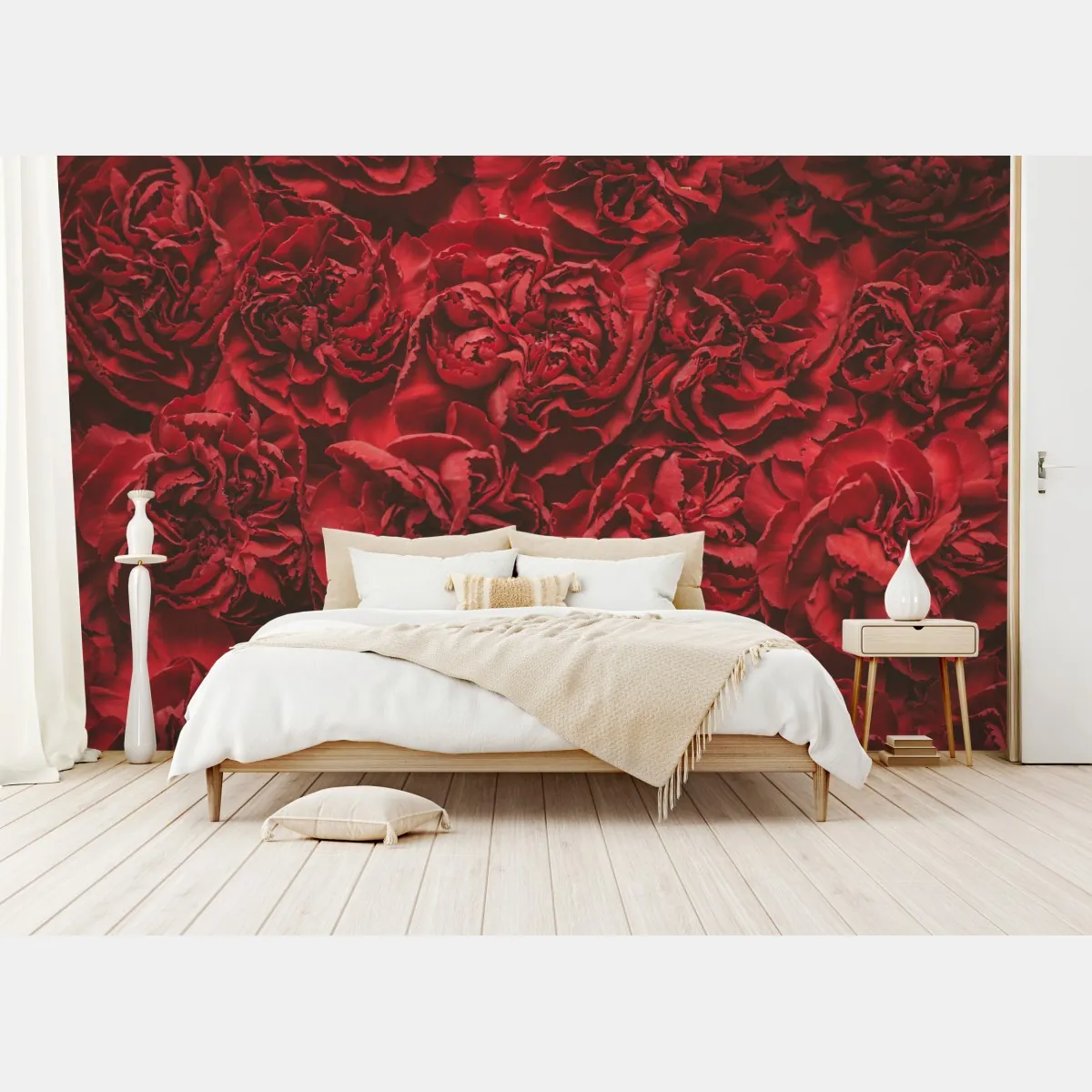 Fototapeta retro czerwone goździki wzór kwiatowy – Wallissimo® Fototapeta retro czerwone goździki wzór kwiatowy – Wallissimo®