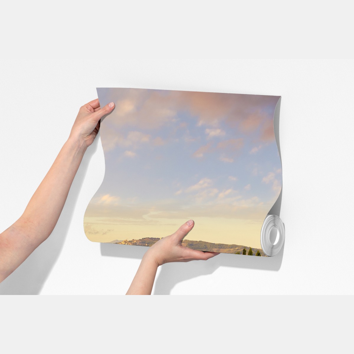 Fototapeta złota wiejska droga wśród cyprysów – Wallissimo® Fototapeta złota wiejska droga wśród cyprysów – Wallissimo®