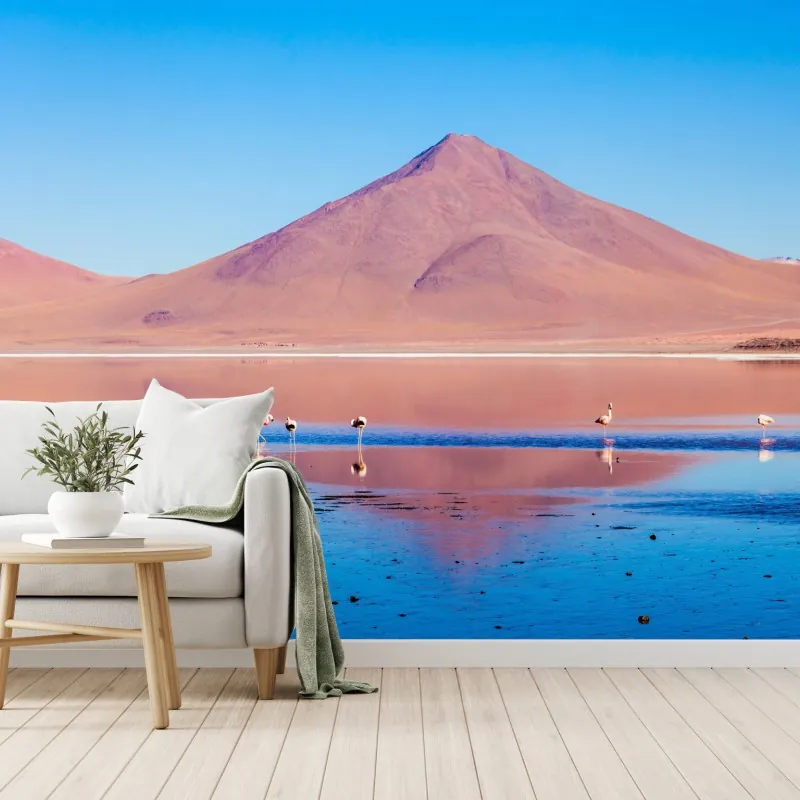 Fototapeta flamingi nad Laguna Colorada, Boliwia – Wallissimo® Fototapeta flamingi nad Laguna Colorada, Boliwia – Wallissimo®