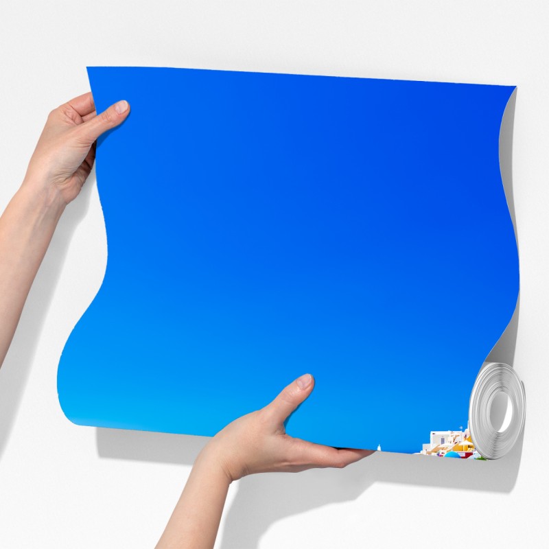 Fototapeta Santorini niebieskie kopuły nad Morzem Egejskim – Wallissimo® Fototapeta Santorini niebieskie kopuły nad Morzem Egejskim – Wallissimo®