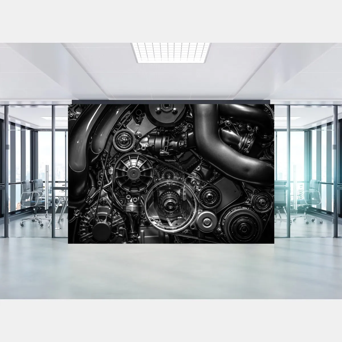 Fototapeta precyzyjne zbliżenie mechaniki silnika – Wallissimo® Fototapeta precyzyjne zbliżenie mechaniki silnika – Wallissimo®