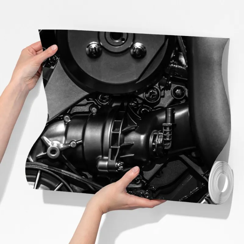 Fototapeta precyzyjne zbliżenie mechaniki silnika – Wallissimo® Fototapeta precyzyjne zbliżenie mechaniki silnika – Wallissimo®