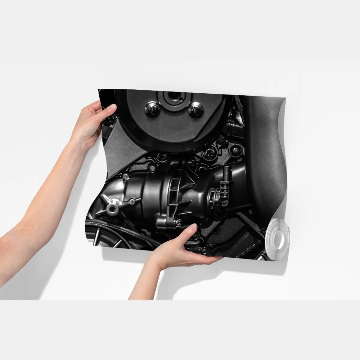 Fototapeta precyzyjne zbliżenie mechaniki silnika – Wallissimo® Fototapeta precyzyjne zbliżenie mechaniki silnika – Wallissimo®