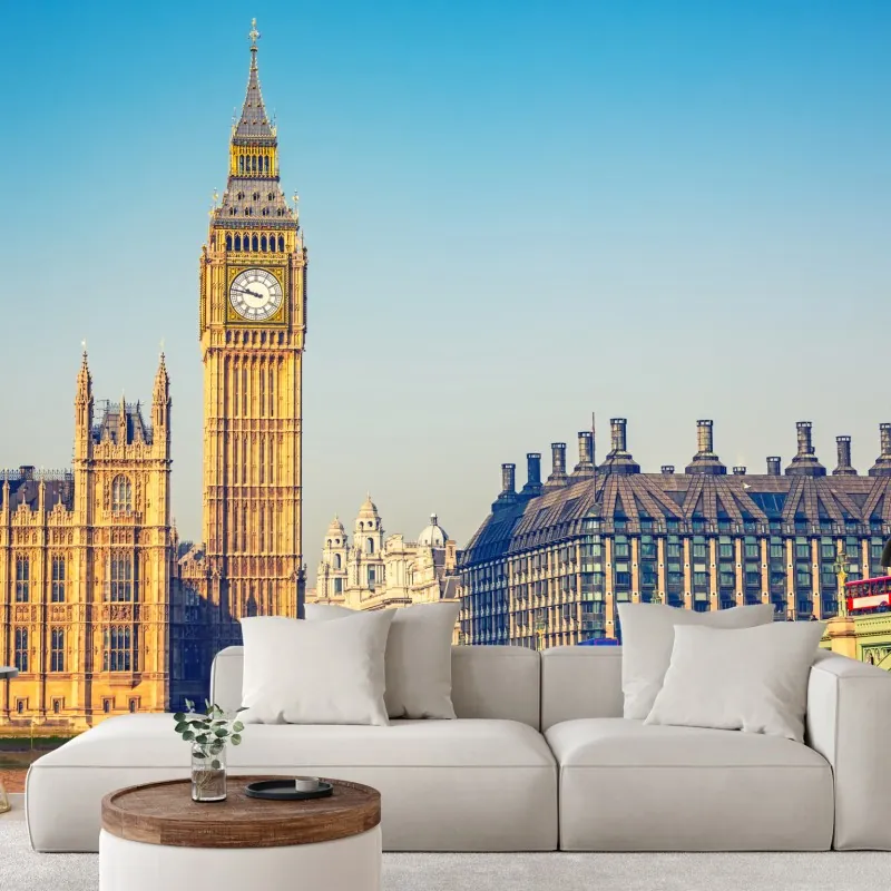 Fototapeta Londyn z Big Benem i mostem Westminster – Wallissimo® Fototapeta Londyn z Big Benem i mostem Westminster – Wallissimo®