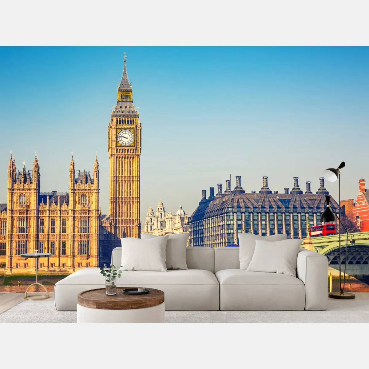 Fototapeta Londyn z Big Benem i mostem Westminster – Wallissimo® Fototapeta Londyn z Big Benem i mostem Westminster – Wallissimo®