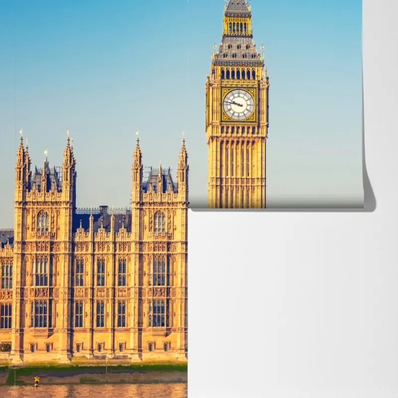 Fototapeta Londyn z Big Benem i mostem Westminster – Wallissimo® Fototapeta Londyn z Big Benem i mostem Westminster – Wallissimo®