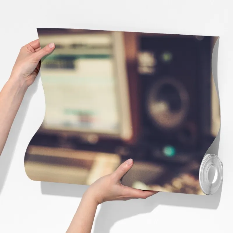 Fototapeta vintageowe studio nagraniowe przy konsoli mikserskiej – Wallissimo® Fototapeta vintageowe studio nagraniowe przy konsoli mikserskiej – Wallissimo®