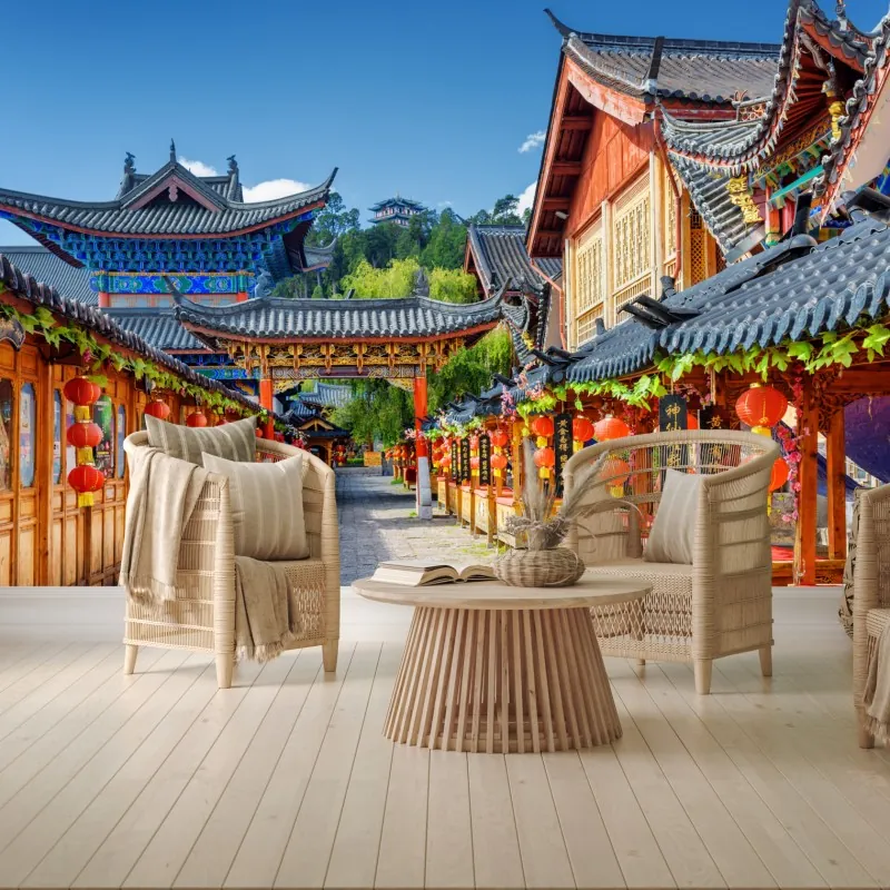 Fototapeta Lijiang stara ulica z lampionami