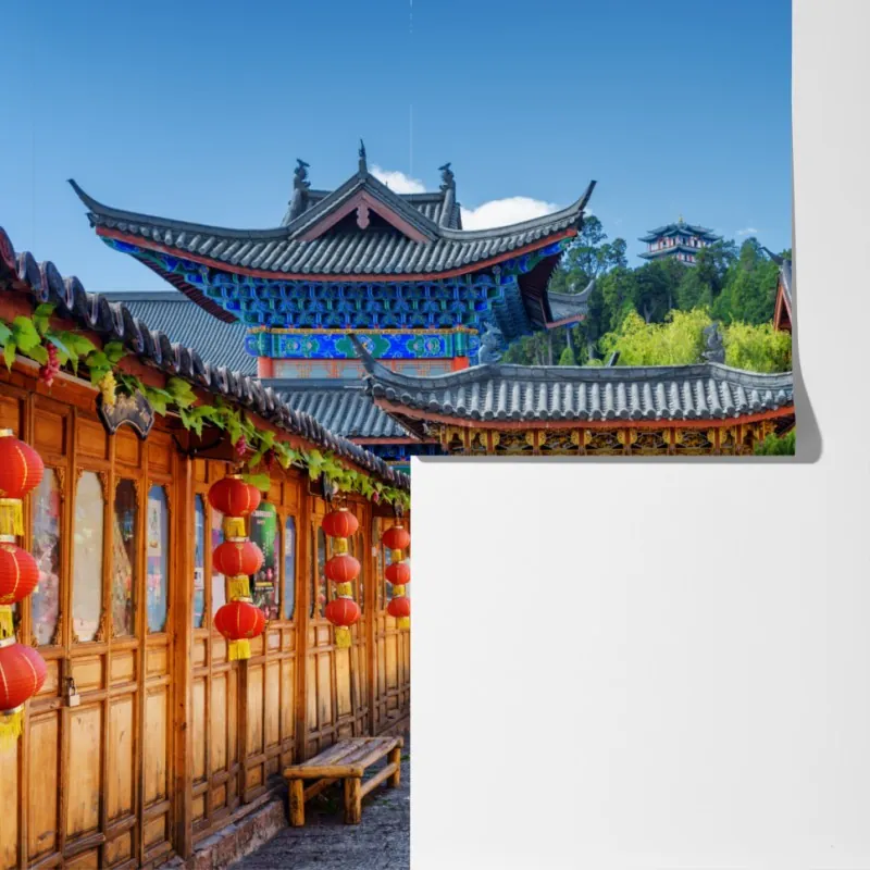 Fototapeta Lijiang stara ulica z lampionami – Wallissimo® Fototapeta Lijiang stara ulica z lampionami – Wallissimo®