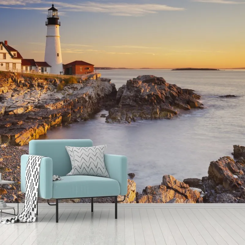 Fototapeta Portland Head latarnia morska o wschodzie słońca