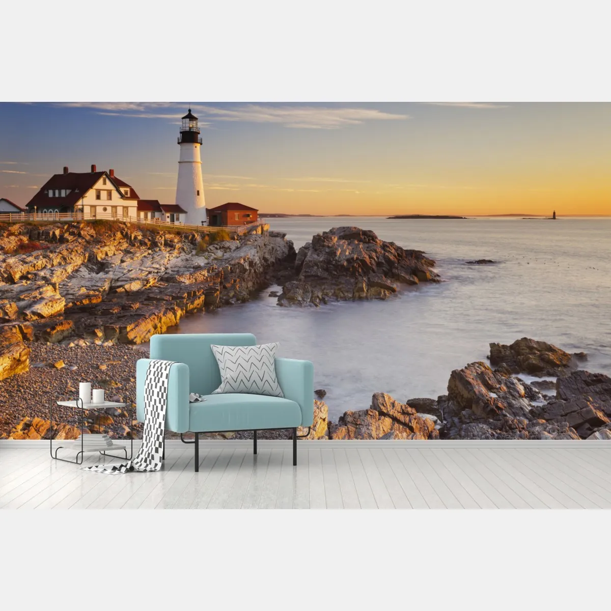 Fototapeta Portland Head latarnia morska o wschodzie słońca – Wallissimo® Fototapeta Portland Head latarnia morska o wschodzie słońca – Wallissimo®