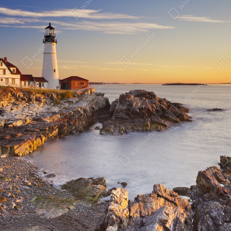 Fototapeta Portland Head latarnia morska o wschodzie słońca – Wallissimo® Fototapeta Portland Head latarnia morska o wschodzie słońca – Wallissimo®