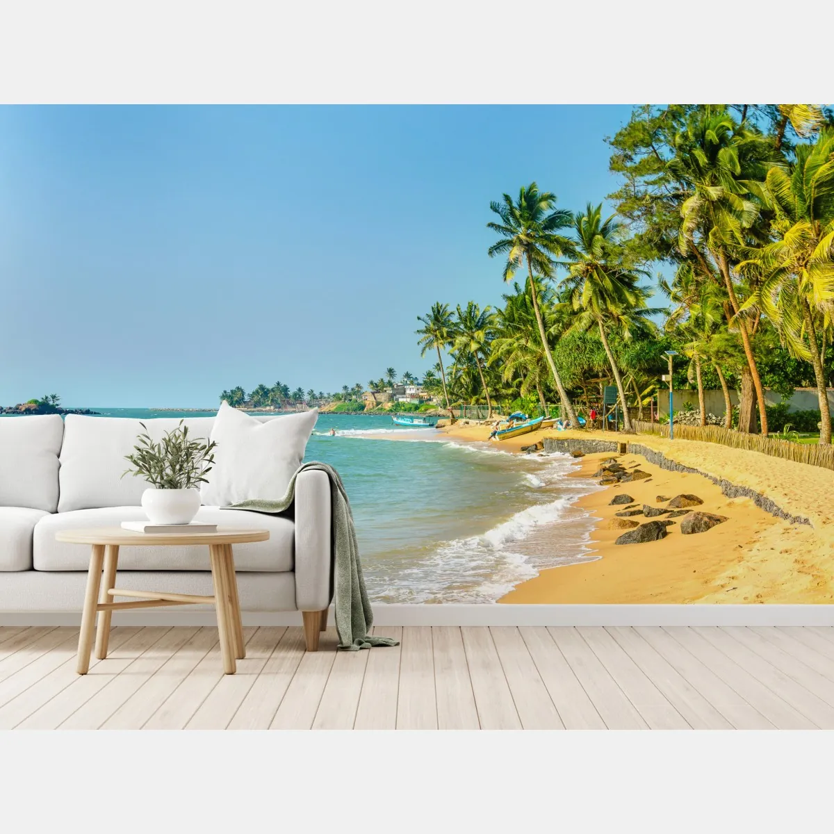 Fototapeta tropikalna plaża z palmami – Wallissimo® Fototapeta tropikalna plaża z palmami – Wallissimo®