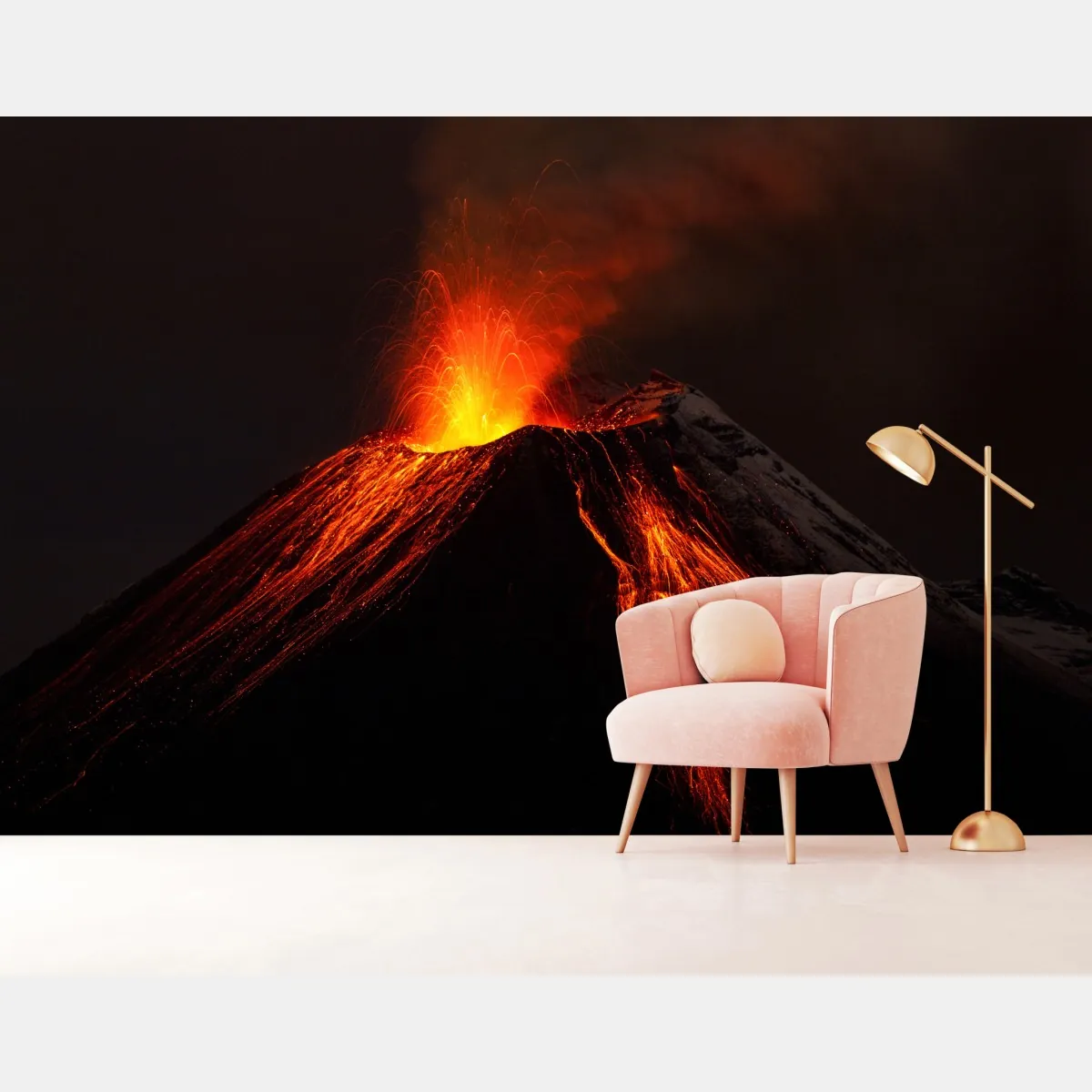 Fototapeta płonący wulkan nocą – Wallissimo® Fototapeta płonący wulkan nocą – Wallissimo®