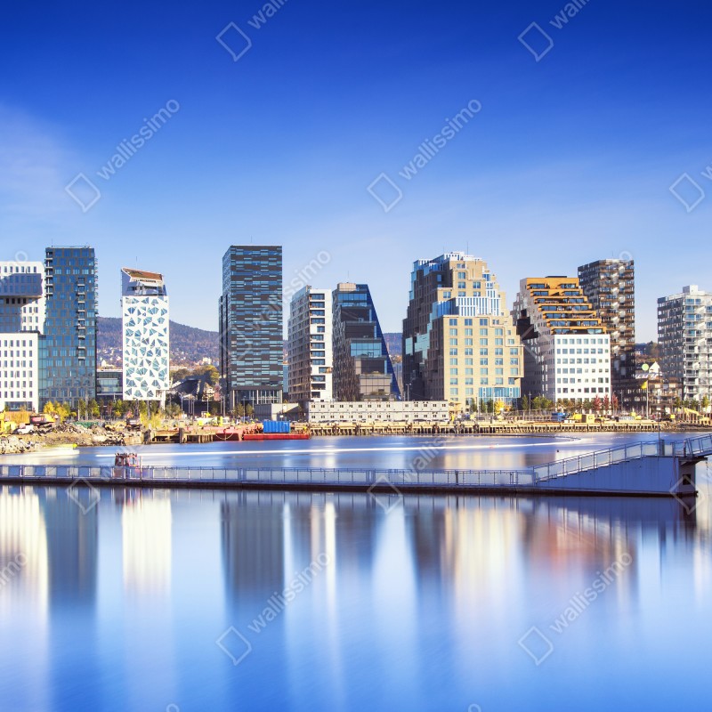 Fototapeta nowoczesna panorama nabrzeża z odbiciami – Wallissimo® Fototapeta nowoczesna panorama nabrzeża z odbiciami – Wallissimo®