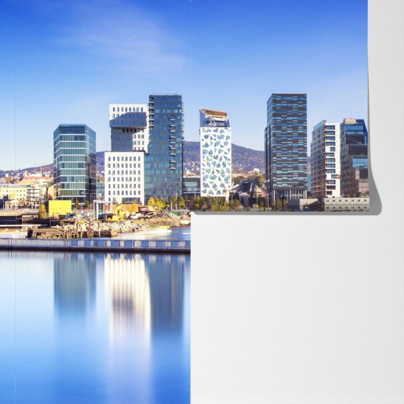 Fototapeta nowoczesna panorama nabrzeża z odbiciami – Wallissimo® Fototapeta nowoczesna panorama nabrzeża z odbiciami – Wallissimo®