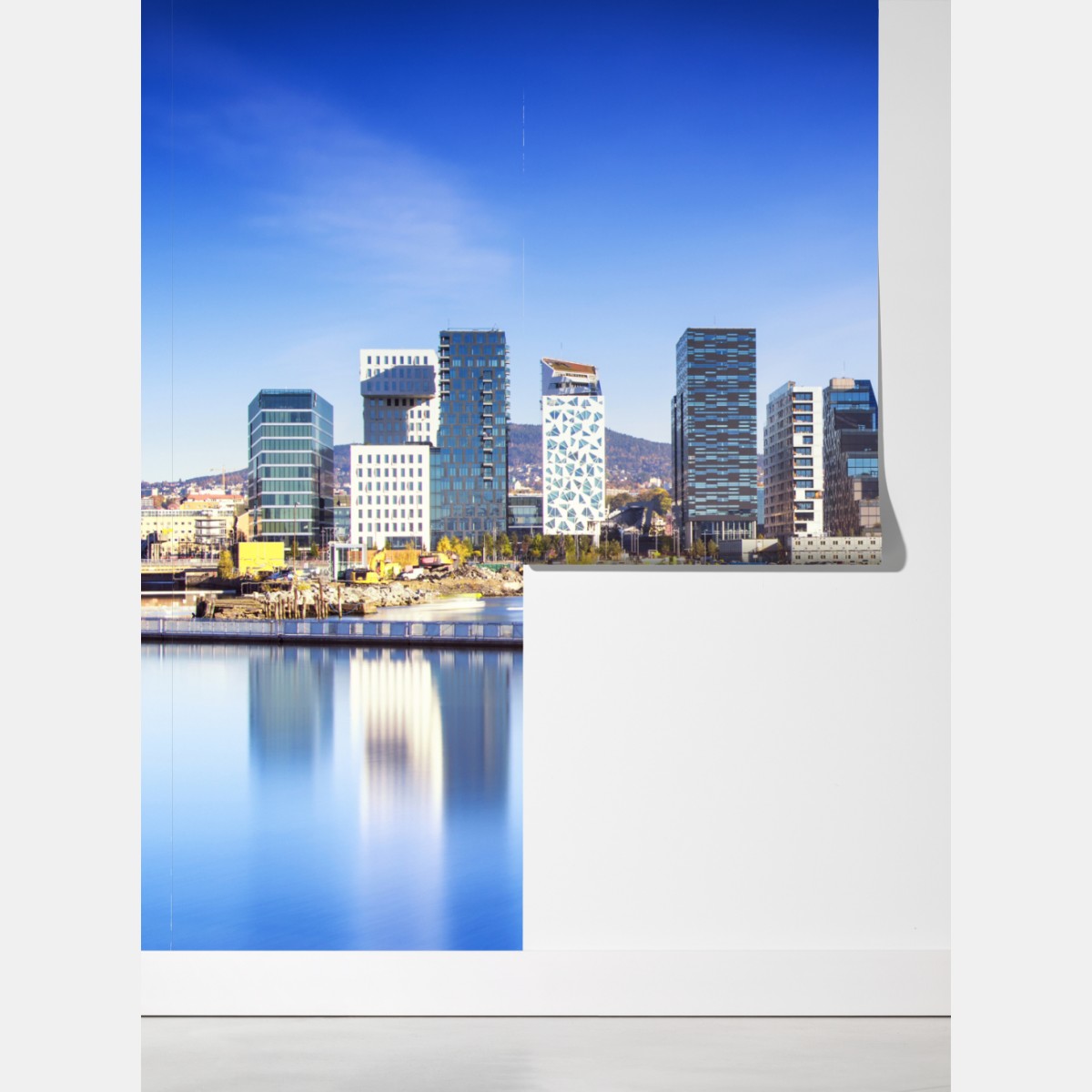 Fototapeta nowoczesna panorama nabrzeża z odbiciami – Wallissimo® Fototapeta nowoczesna panorama nabrzeża z odbiciami – Wallissimo®