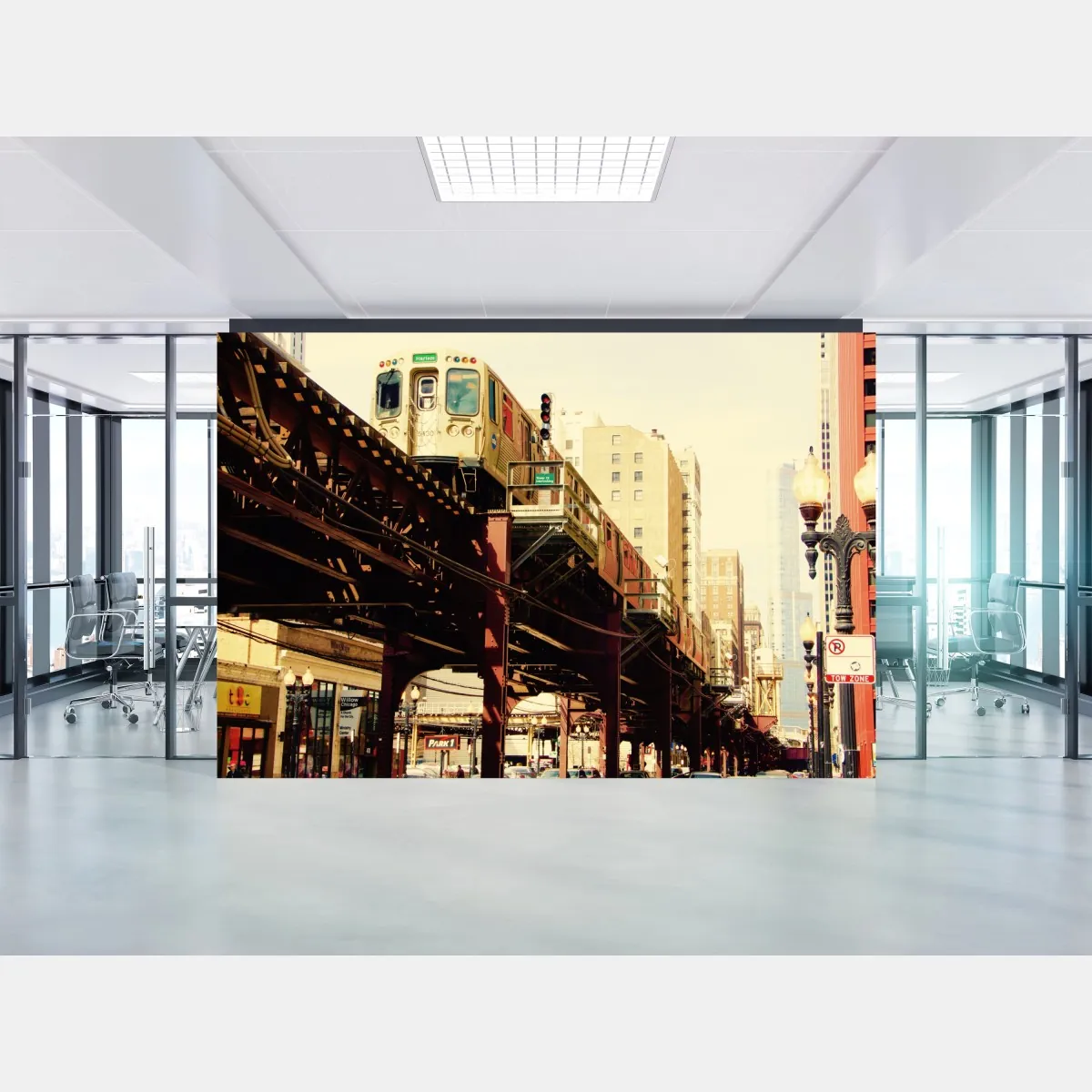 Fototapeta retro kolej nadziemna nad ulicą miasta – Wallissimo® Fototapeta retro kolej nadziemna nad ulicą miasta – Wallissimo®