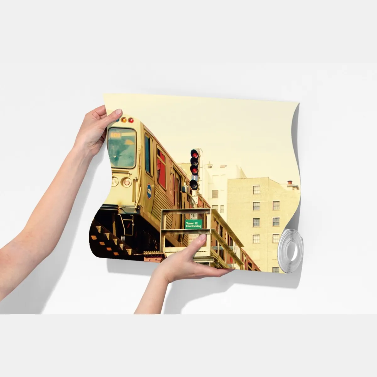 Fototapeta retro kolej nadziemna nad ulicą miasta – Wallissimo® Fototapeta retro kolej nadziemna nad ulicą miasta – Wallissimo®