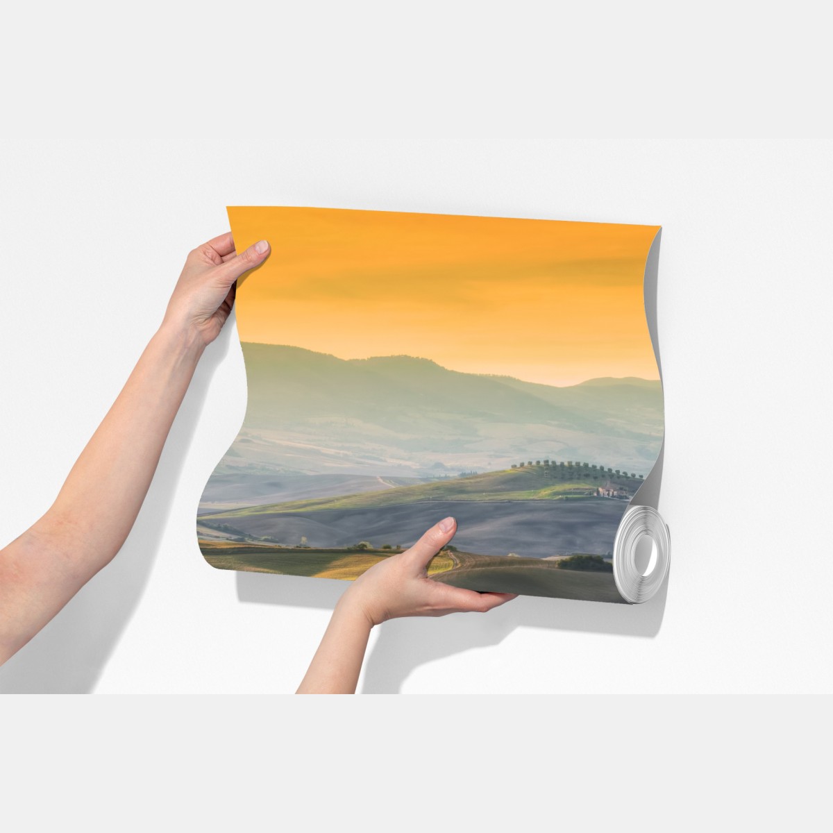 Fototapeta Toskania sielankowe wzgórza o zachodzie słońca – Wallissimo® Fototapeta Toskania sielankowe wzgórza o zachodzie słońca – Wallissimo®