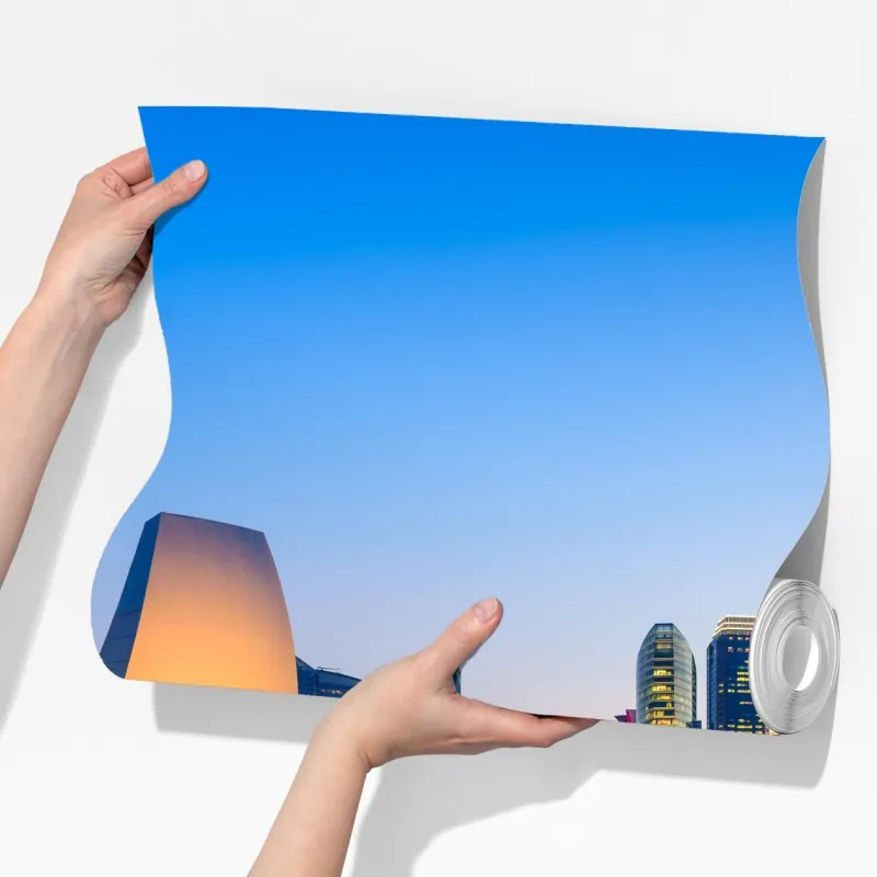 Fototapeta Singapur panorama miasta o zmierzchu – Wallissimo® Fototapeta Singapur panorama miasta o zmierzchu – Wallissimo®