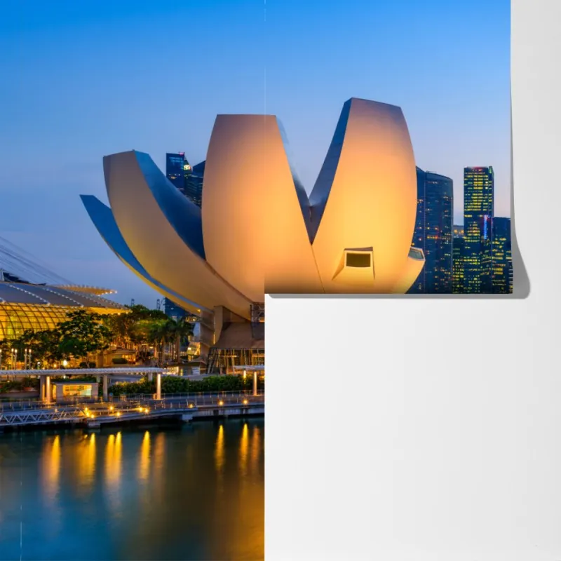 Fototapeta Singapur panorama miasta o zmierzchu – Wallissimo® Fototapeta Singapur panorama miasta o zmierzchu – Wallissimo®