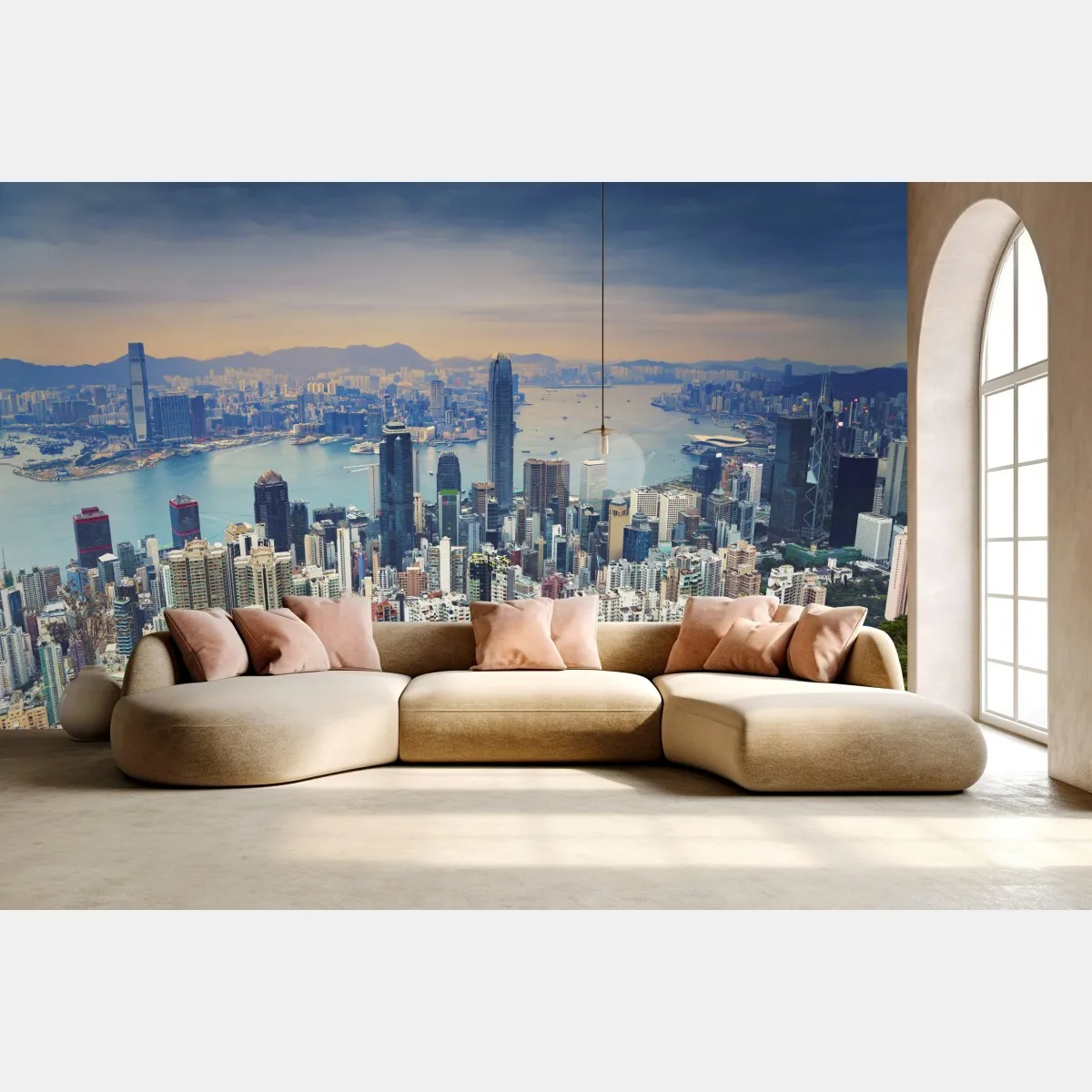 Fototapeta Hong Kong panorama miasta o zmierzchu – Wallissimo® Fototapeta Hong Kong panorama miasta o zmierzchu – Wallissimo®