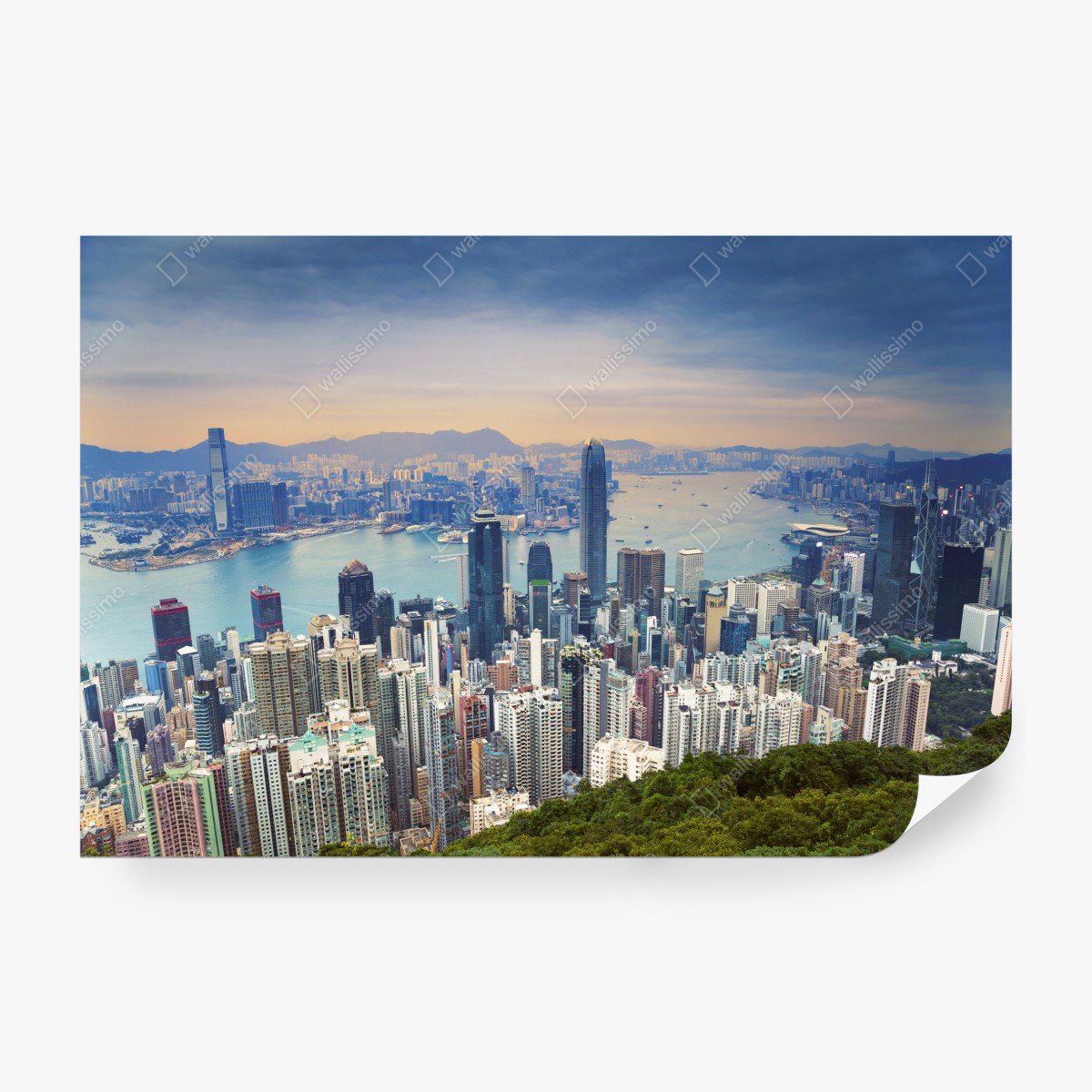 Fototapeta Hong Kong panorama miasta o zmierzchu – Wallissimo® Fototapeta Hong Kong panorama miasta o zmierzchu – Wallissimo®