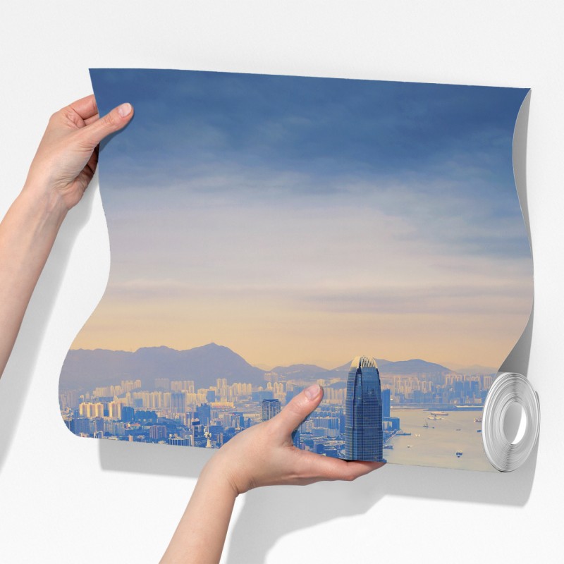 Fototapeta Hong Kong panorama miasta o zmierzchu – Wallissimo® Fototapeta Hong Kong panorama miasta o zmierzchu – Wallissimo®