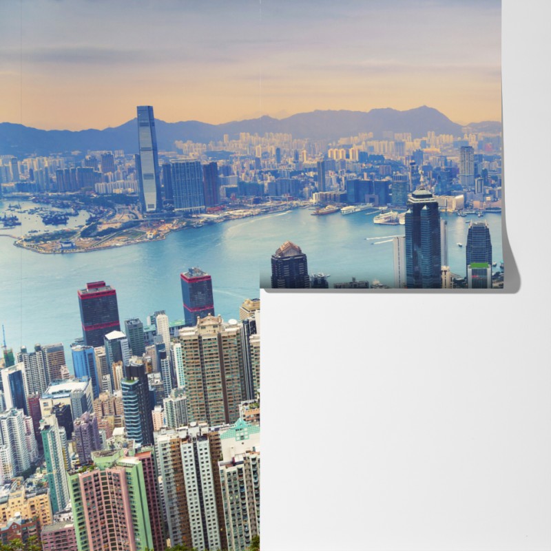 Fototapeta Hong Kong panorama miasta o zmierzchu – Wallissimo® Fototapeta Hong Kong panorama miasta o zmierzchu – Wallissimo®
