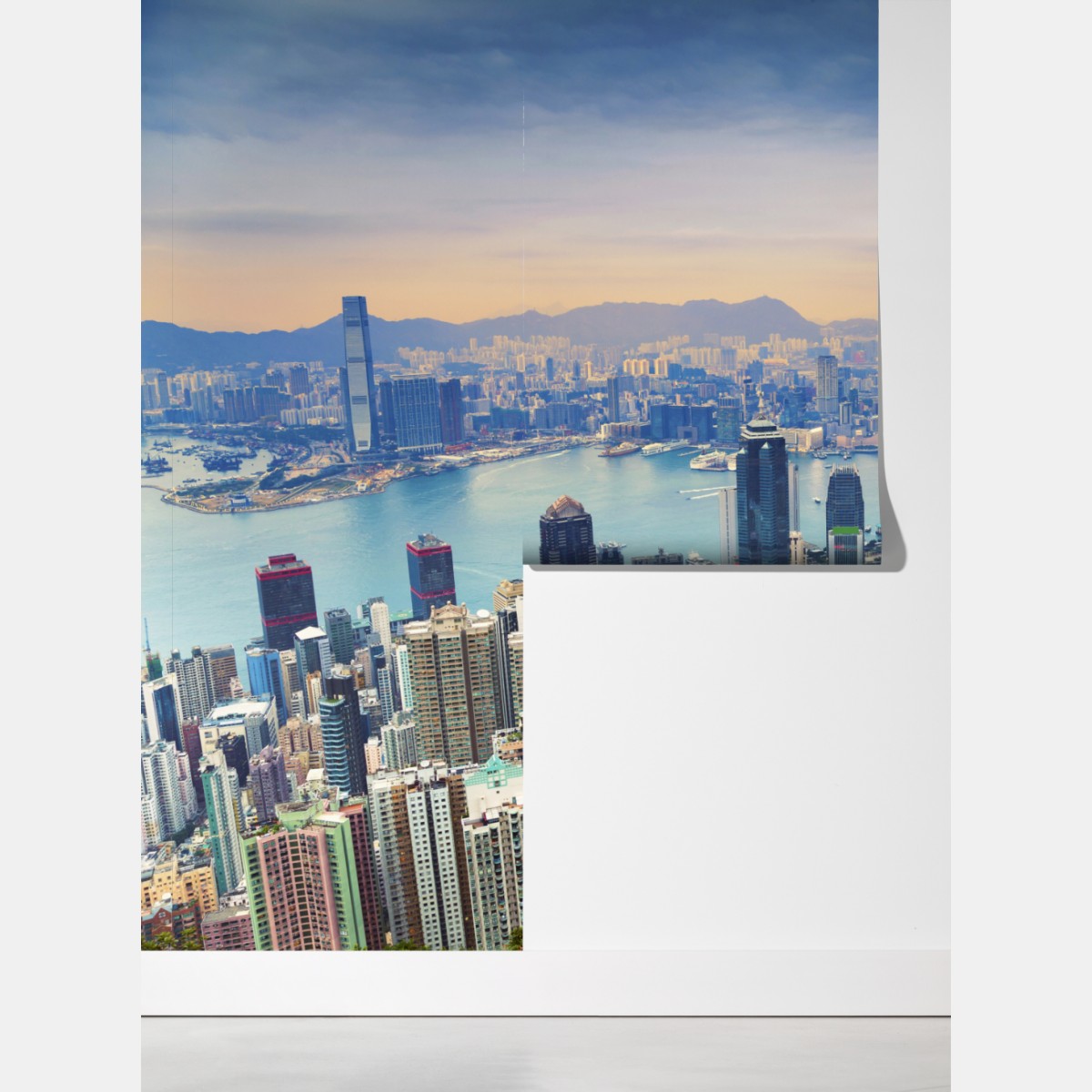 Fototapeta Hong Kong panorama miasta o zmierzchu – Wallissimo® Fototapeta Hong Kong panorama miasta o zmierzchu – Wallissimo®