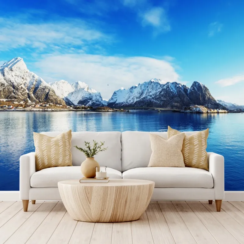 Fototapeta spokojny zimowy fiord w Reine, Lofoty